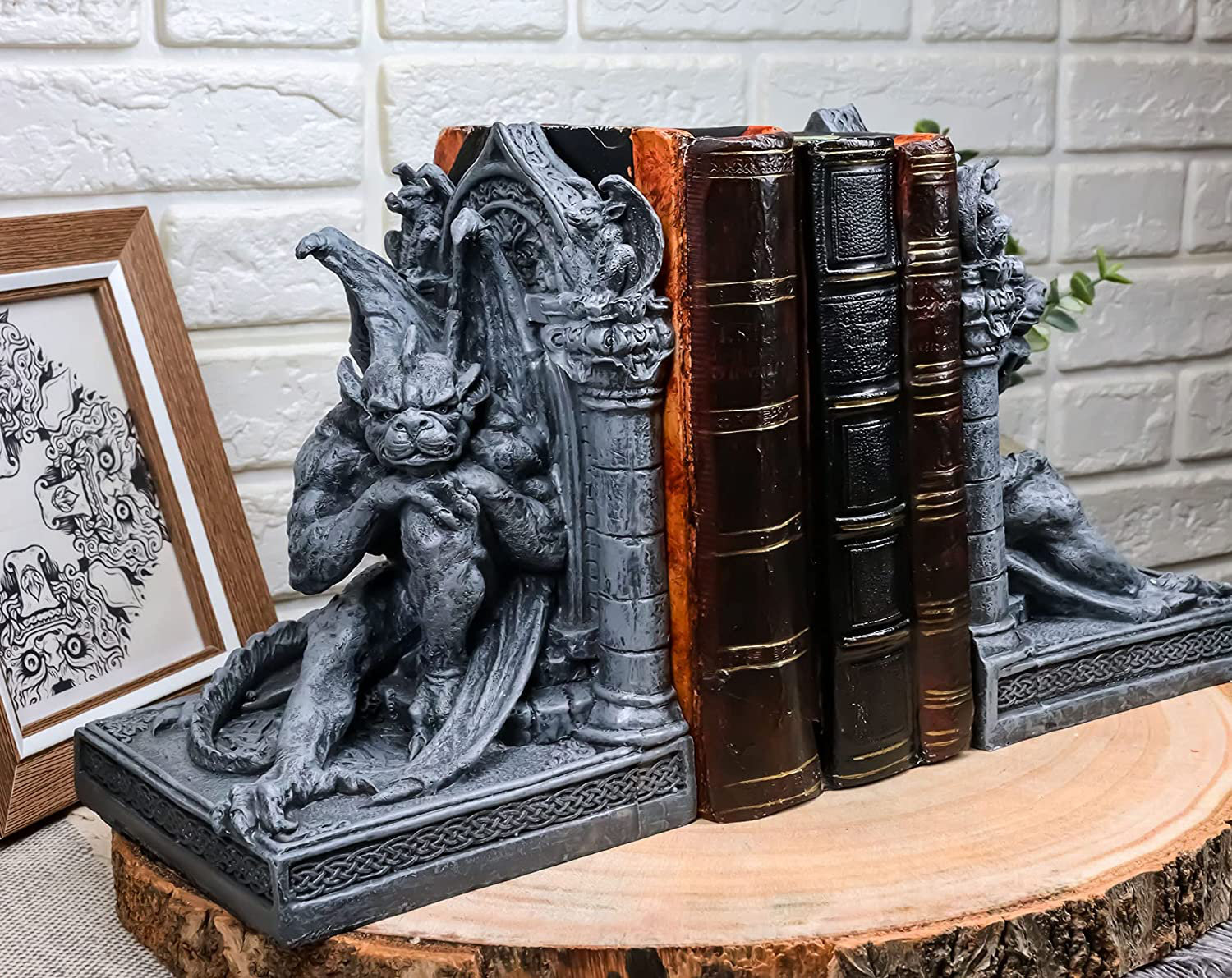 Trinx Hendrikje 2 Piece The Thinker Gargoyle Bookends Set | Wayfair